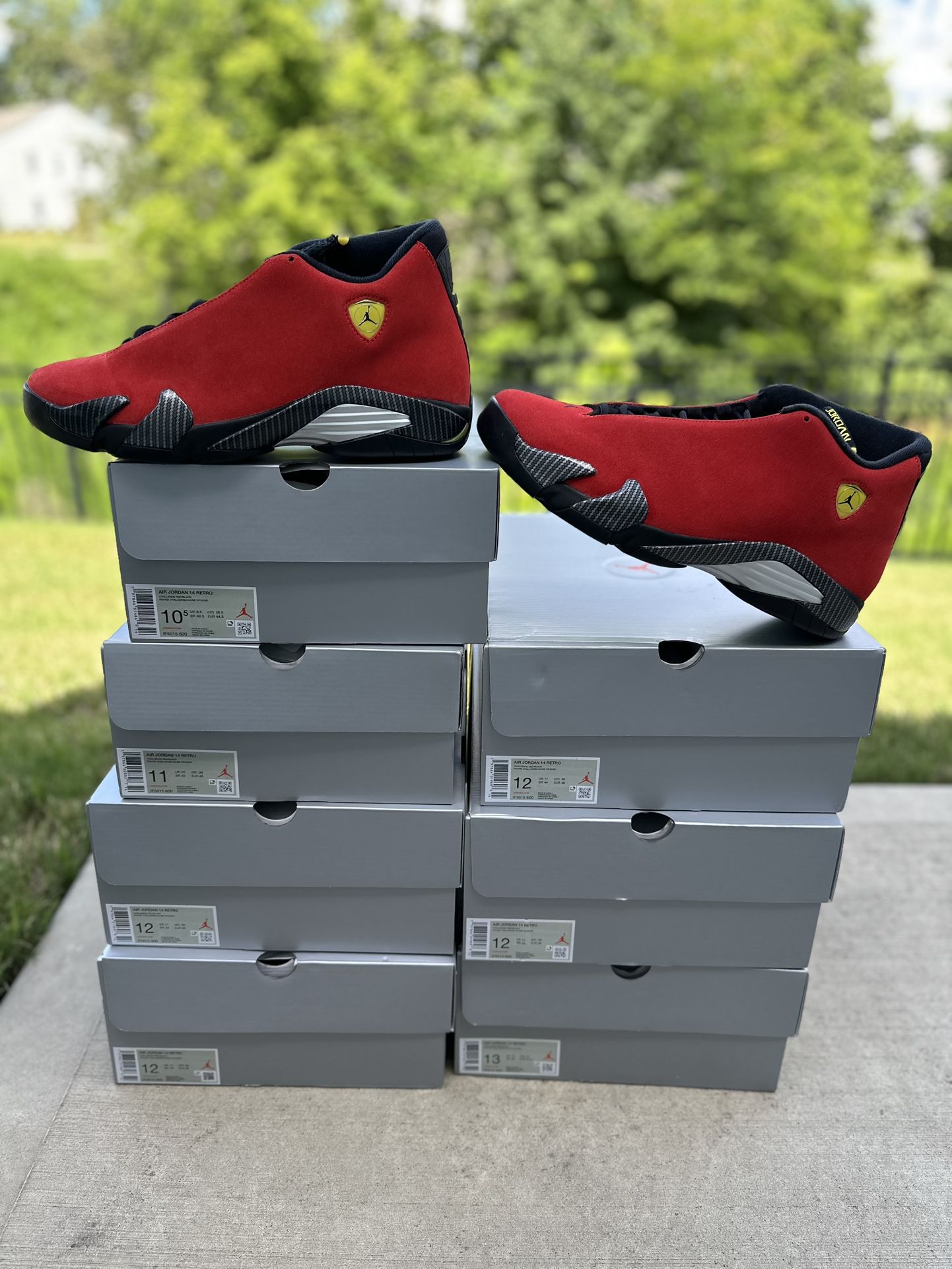 BRAND NEW JORDAN 14 “FERRARI” FOR SALE! MEN SIZES 10.5, 11, 12, & 13 $330