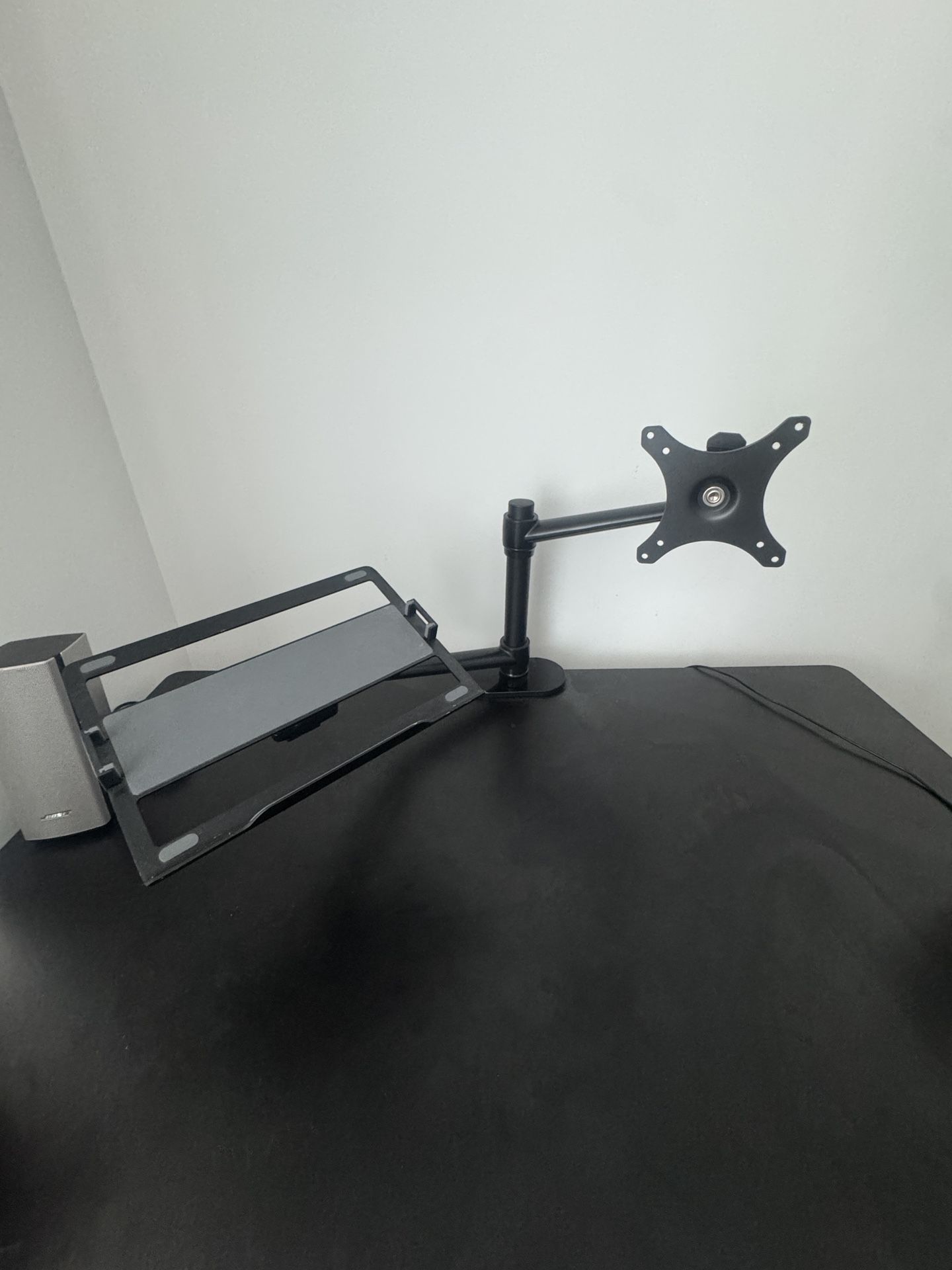 Monitor & Laptop Desk Mount, 2-in-1 Adjustable Dual Arms