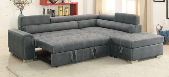 Convertible sectional pull out Bed with storage Ottoman