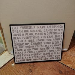 Large Canvas Full Of Inspirational Sayings With Thick Black Wooden Frame 