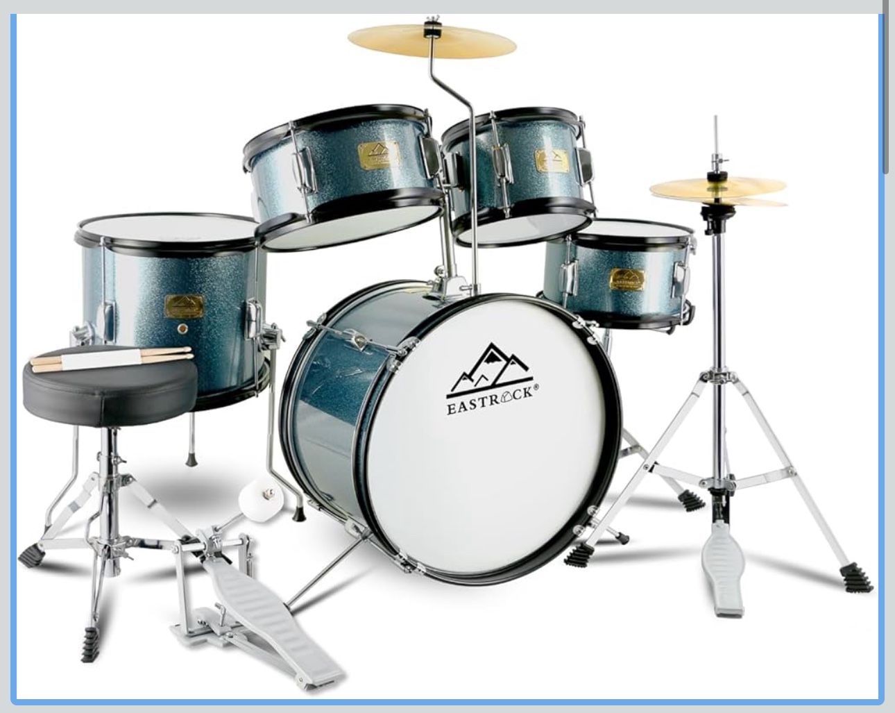 EASTROCK Kids Drum Set, 5 Piece 16" Junior Drum Sets for Kids, Youth