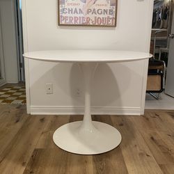 Mid century modern tulip dining table white lacquer