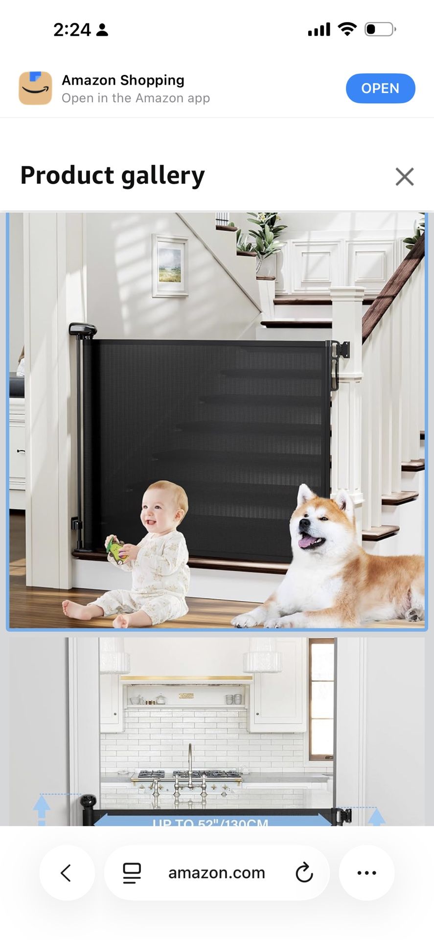 probebi Retractable Baby, Child & Dog Gates for Stairs, Extends to 54" Wide 34" Tall, Use for Outdoor, Indoor, Hallways, Doorways, Deck, Porch, Black