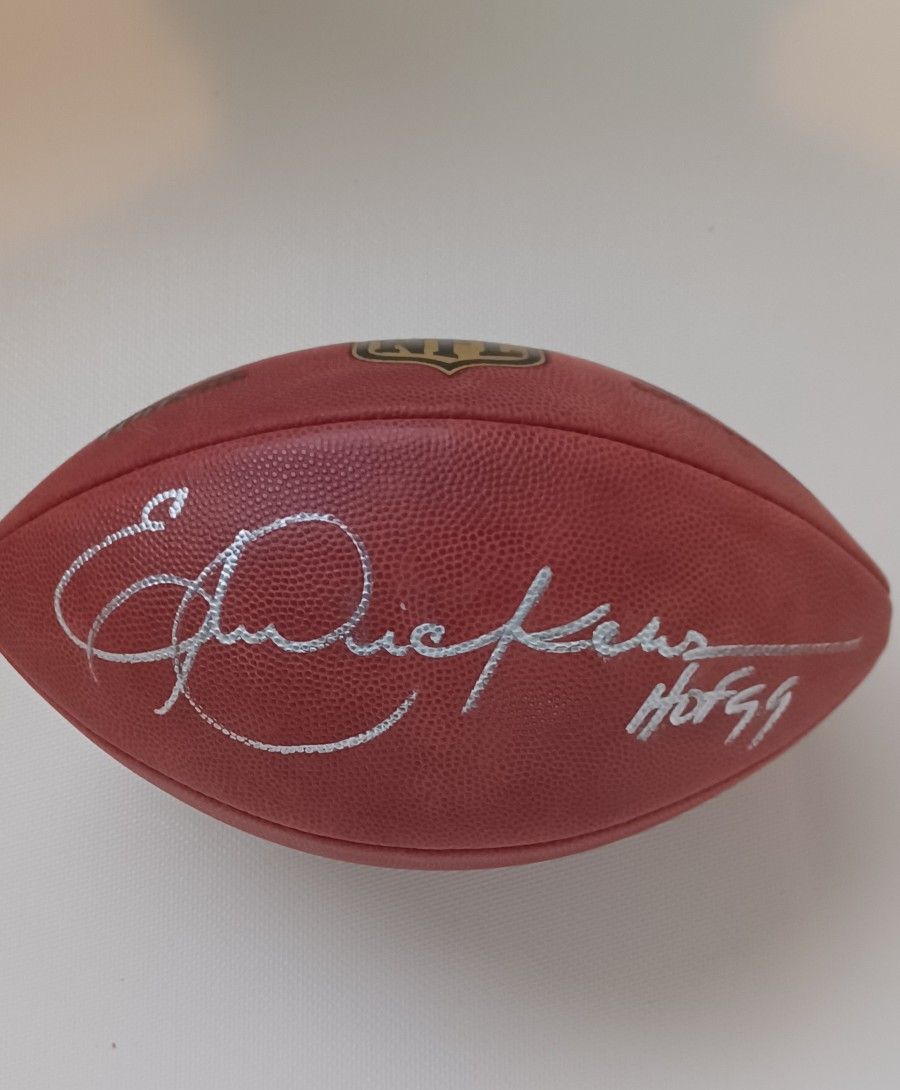 LOS ANGELES RAMS ERIC DICKERSON AUTOGRAPHED OFFICIAL NFL DUKE FOOTBALL PSA COA / HOF INSCRIPTION