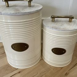 Metal And Wood Pet Food Containers