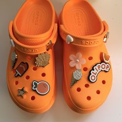 Platform orange crocs