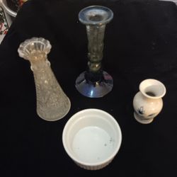 Decorative Glass Vases & Ceramic Ramekin Lot