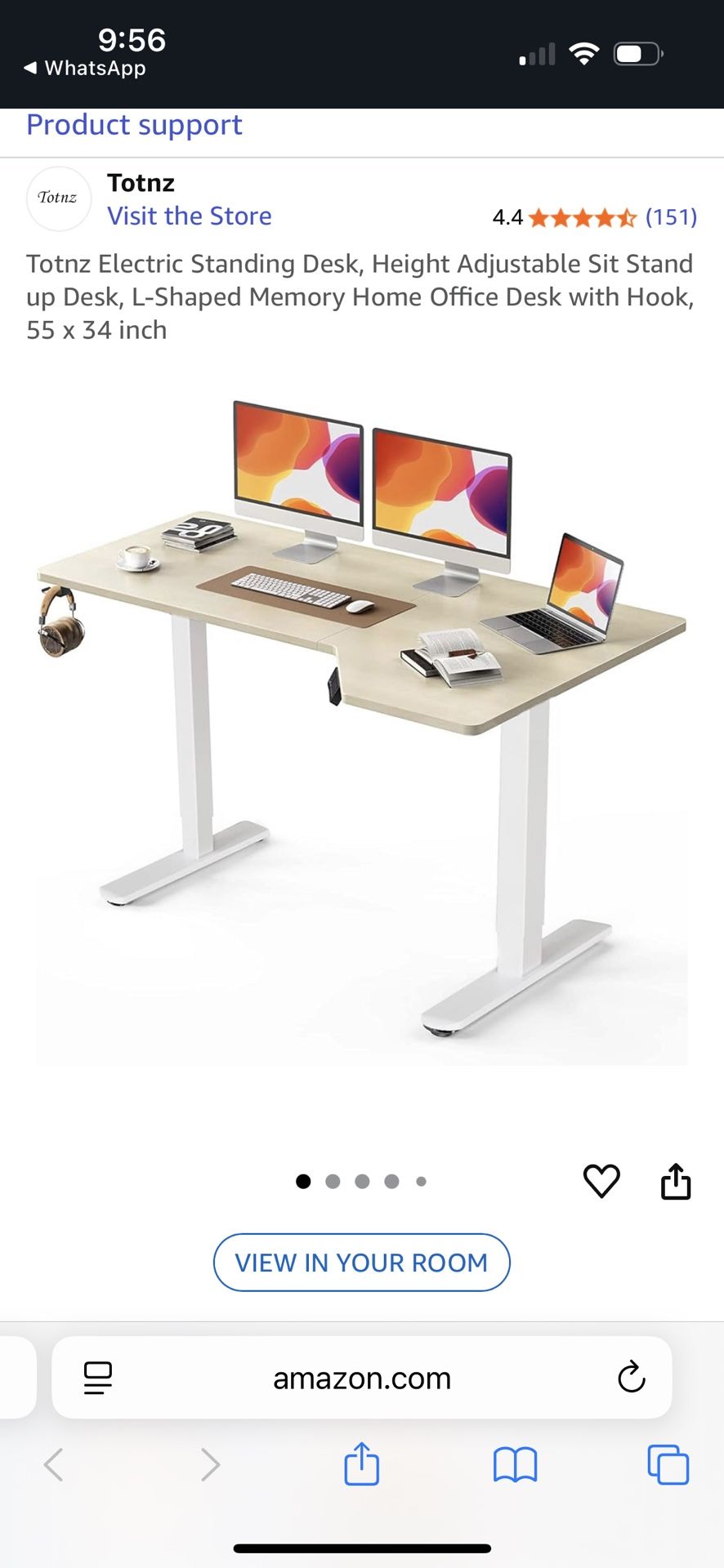 Totnz Electric Standing Desk, Height Adjustable Sit Stand up Desk, L-Shaped Memory