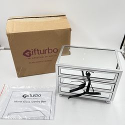 Mirrored Glass Jewelry Box, Large Capacity Women's Storage Box