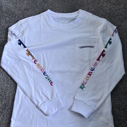 White And Rainbow Chrome Heart Long Sleeve Size M