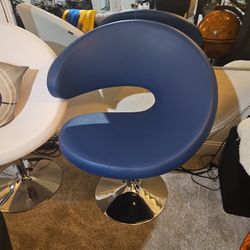 Zuri Furniture Shell Occasional Chair Leatherette Adjustable Height Chrome Swivel Base Set Of2