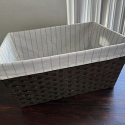 Woven Storage Basket Brown with Cloth Liner 17” x 12” x 8”