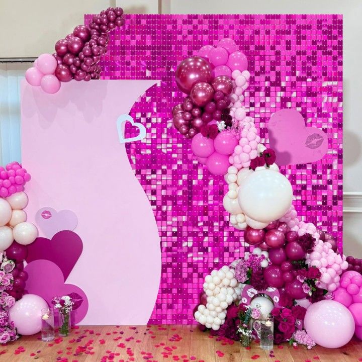 9FTx4FT Sequin Backdrop Hot Pink Shimmer Wall