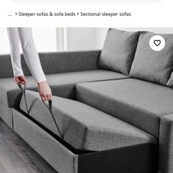 $800 Chaise Pull out Sleeper Couch w Storage FRIHETEN IKEA