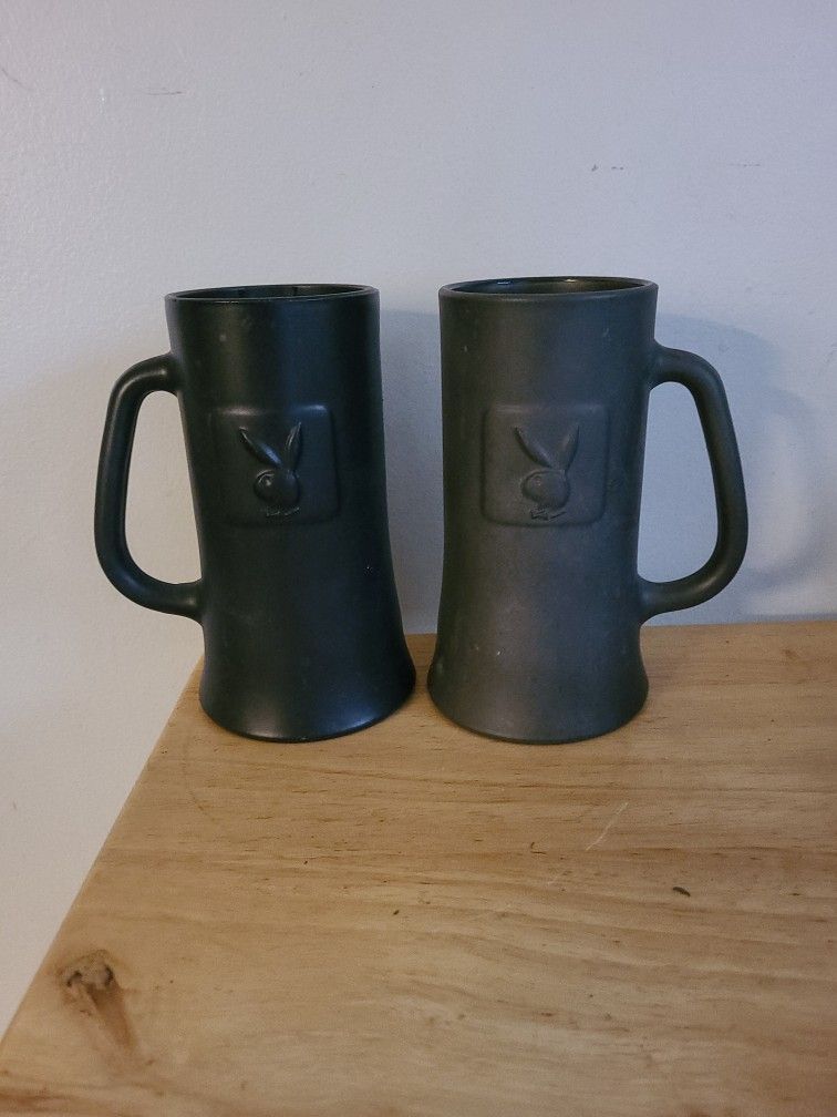 Pewter Glass Lined Antique Playboy Mugs