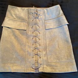 Gray Faux Suede Skirt