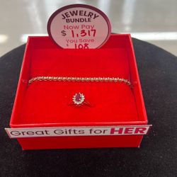 Tennis Bracelet 14K 8.0grams 7in Lady’s Ring 10K 2.8.  grams Size 8