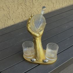 Football whiskey Decanter w/ Glasses