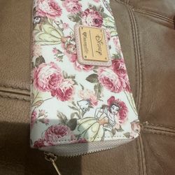 Loungefly Disney Beauty & The Beast Belle Mrs. Potts Pink Peony Floral Wallets