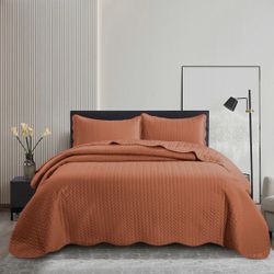Microfiber Embossed Bedspread Set With Matching Pillow Shams – Soft & Lightweight – Twin Size $10