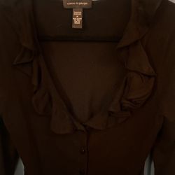 Pre Owned CABLE &GAUGE Women’s  Open Cardigan Black Sweater Knit Lounge Sleeve Size M