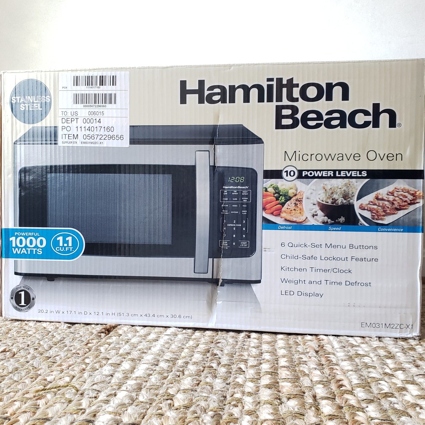 Hamilton Beach Stainless Steel 1000 Watts Microwave