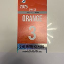 Orange Parking Pass For Dolphins /Jets 10-29-25