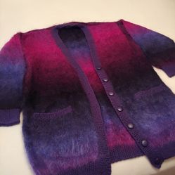 Colorful And Soft Hand Knitted Woolen Button Up Cardigan New Zealand