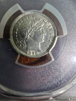 1892 AU Barber Dime First Year of issue