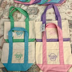 🔥🔥Trader Joes Mini Totes Pastel Spring Colors!! SOLD OUT!!!