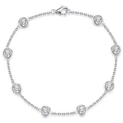 Silver 4mm Moissanite Bracelet 6.7”