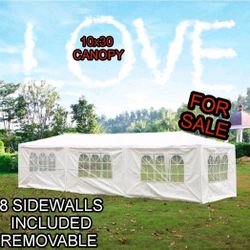 10x30 Outdoor Canopy Tent with 8 Removable Sidewalls, Waterproof Party Tent Gazebo, Outdoor Canopy for Parties, Weddings & Gatherings, White