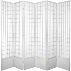 7 Ft. Tall Window Pane Room Divider - 6 Panel - White