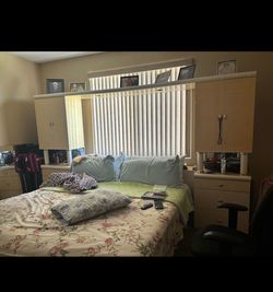 FREE FREE FREE Headboard, cabinets, box spring, n mattress Cal King