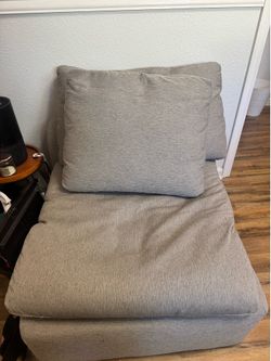 Armless 1-piece Chenille Rectangle Sectional Sofa in Gray