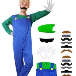Mario Brothers Luigi Cosplay Costume Men Small 