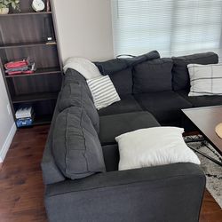 Dark grey sectional sofa like new