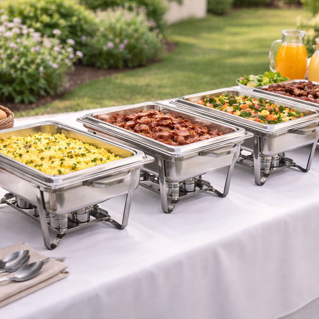 Set Of 4 - 8 qt. Stainless Steel Chafing Dishes / Buffets (Covers Not ...
