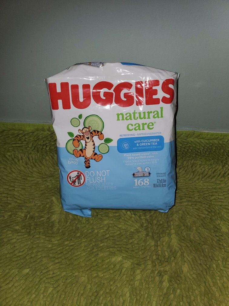 168 Wipes Huggies Natural Care With Cucumber And Green Tea