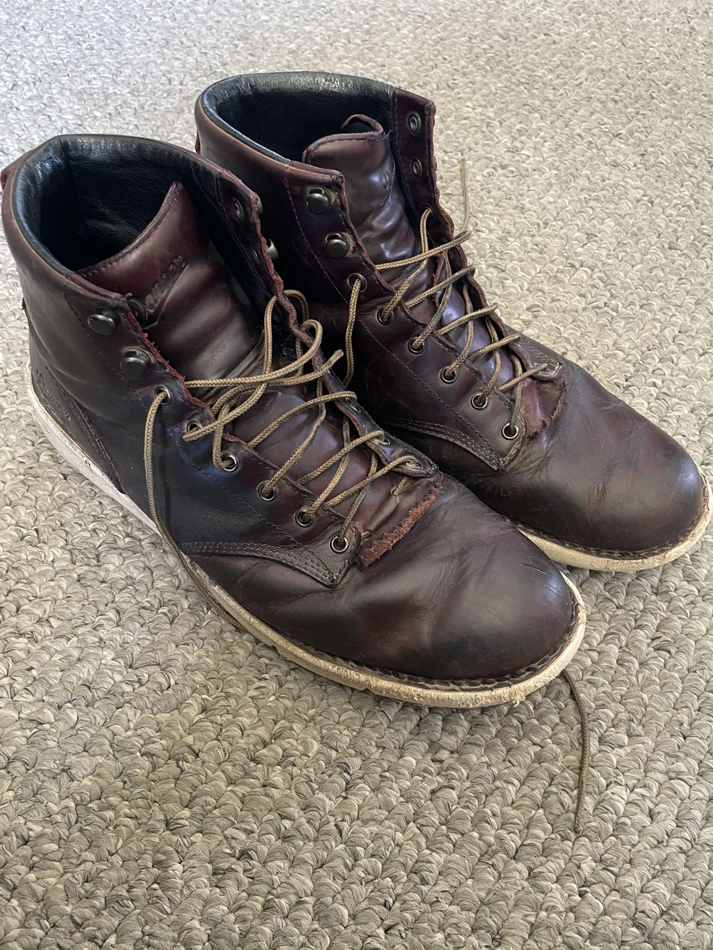 Danner Leather Work Boots Logger 917 Port Red Brown Utility Burgundy