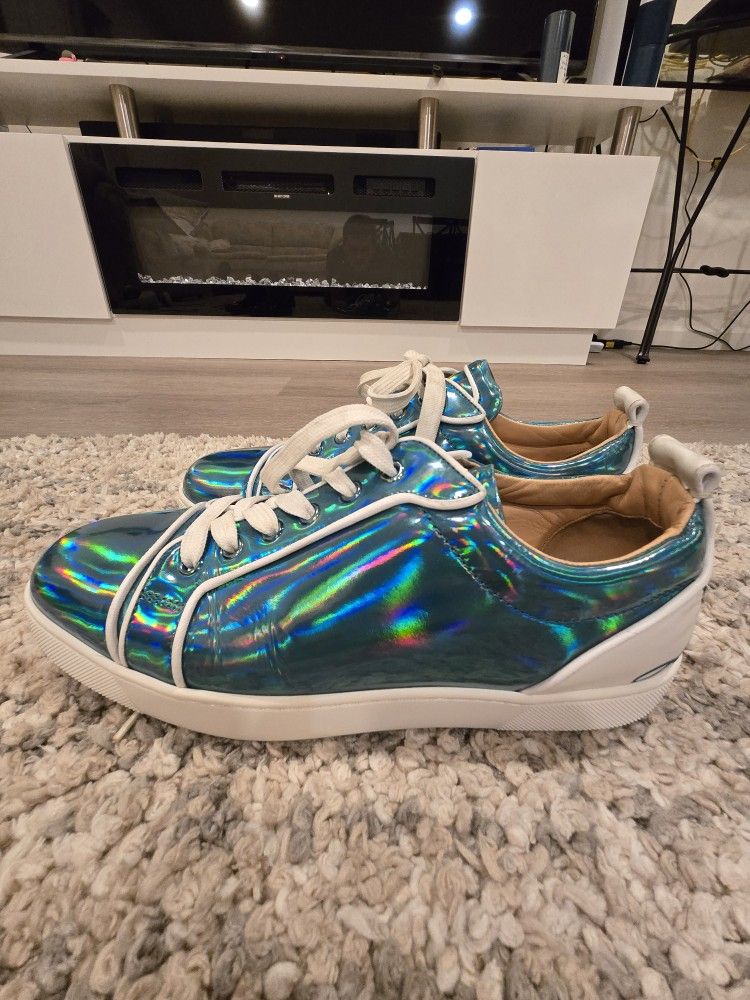 Christian Louboutin Mens Fun Louis Junior Flat Psychic Blue Low Sneaker 43/ 10