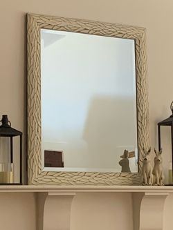 Textured Leaf Pattern Wall Mirror Greystone Area