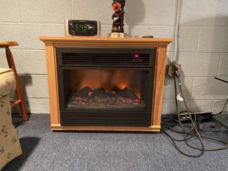 Electric Fireplace With Oak Mantle