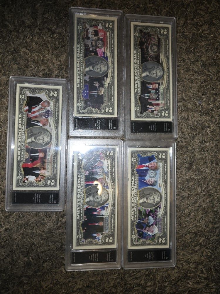 Donald trump 2 Dollar Colorized Bills 