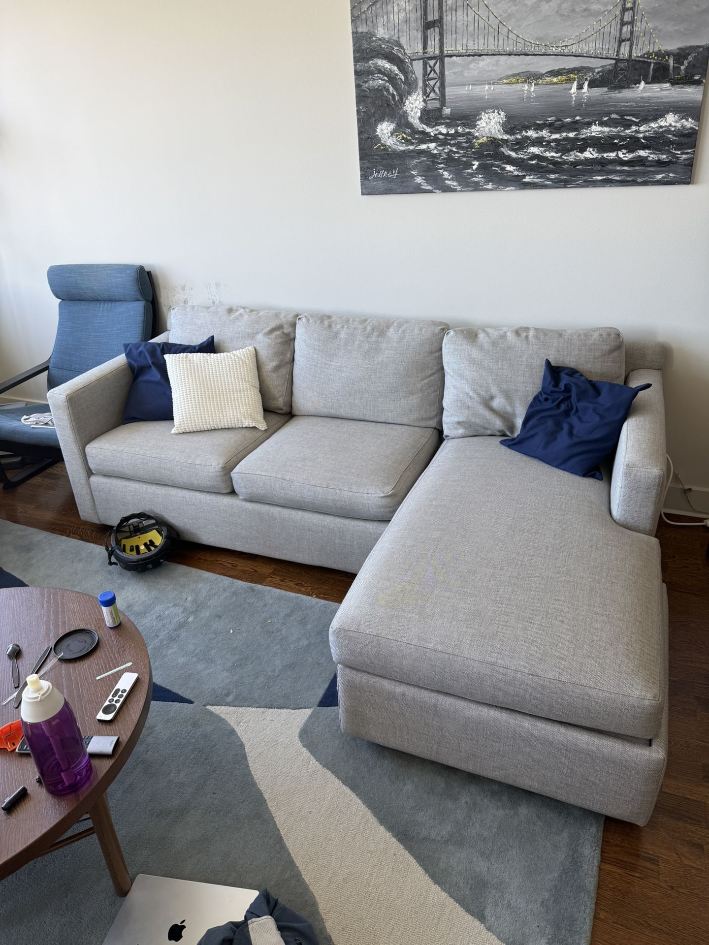 Crate & Barrel Barrett II Reversible Storage Chaise Lounge Sectional