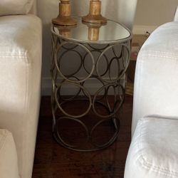 Iron And Mirrored Side Table 
