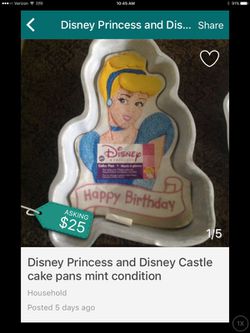 2 great Disney cake tins. Disney princess and Disney Magic Kingdom. Great condition