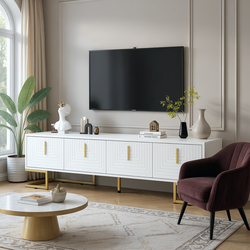 Athena Modern TV Stand with Gold Metal Legs - duplicate