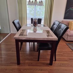 Marble-Top Dining Table with Chairs