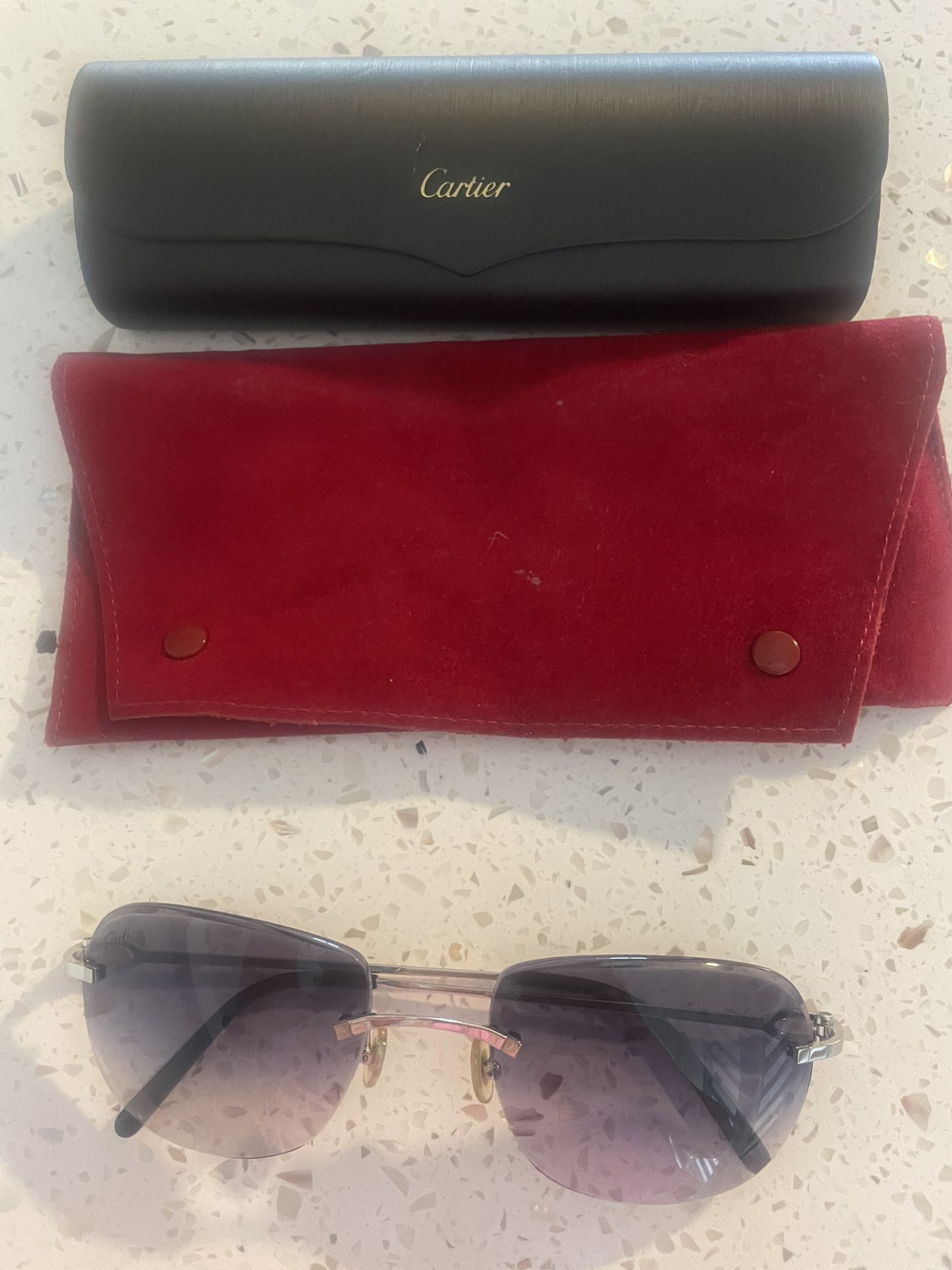 $99 Cartier, Sunglasses Case, Soft Case Blue, Silver Lenses, Luxury, Male, Female Woman, Man Unisex